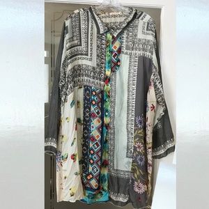 Johnny Was Tunic Blouse Size 2X 100% Silk